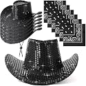 Zhanmai 12 Pcs Cowboy Hats Bulk, 6 Hats with 6 Bandanas