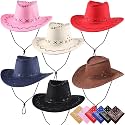 Zhanmai 12 Pcs Cowboy Hats Bulk, 6 Hats with 6 Bandanas