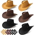 Zhanmai 12 Pcs Cowboy Hats Bulk, 6 Hats with 6 Bandanas