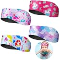 Zhanmai 4 Pcs Kids Swimming Headband Adjustable Waterproof Headband Kids Ears Covers Band for Toddlers Swimmer Ear Protection(Unicorn Style,24 Inch)