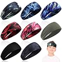 Zhanmai 8 Pieces Boys Headbands Athletic Sweatbands Kids Sports Wicking Breathable Headbands Elastic Girls Boys for Football Basketball Running Exercise