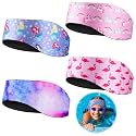 Zhanmai Adjustable Mermaid Style Waterproof Headbands - 4 Pieces Swimmer's Ear Covers for Kids (24 Inch)