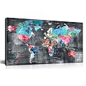 ZHAOSHOP Teal Wall-Art for Living Room - World Map Wall Decor - Large World Map for Wall Ready to Hang Size 59" x 29"…