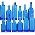 Zhehao 12 Pcs Colored Glass Bottles Colorful Empty Wine Bottles Decorative Glass Bottle for Bottle Tree Garden Yard Outdoor Home Decor(Dark Blue,Cylinder)