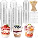 Zhehao 150 Pcs 6.8oz Parfait Dessert Cup with Spoon Toothpick, Dome Lids