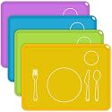 Zhehao 4 Pcs Montessori Toddler Silicone Placemats, Light Colors
