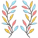 Zhengmy 2 Pieces Metal Tree Leaf Wall Decor Vine Olive Branch Leaf Wall Art Living Room, Hallway Wall Decor Outdoor Decoration (Spring Colors)