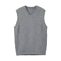 ZHILI Men's Merino Wool Blend V-Neck Sleeveless Pullover Sweater Vest