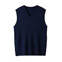 ZHILI Men's Merino Wool Blend V-Neck Sleeveless Pullover Sweater Vest
