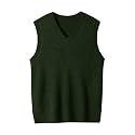ZHILI Men's Merino Wool Blend V-Neck Sleeveless Pullover Sweater Vest