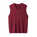 ZHILI Men's Merino Wool Blend V-Neck Sleeveless Pullover Sweater Vest