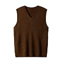 ZHILI Men's Merino Wool Blend V-Neck Sleeveless Pullover Sweater Vest