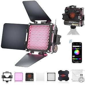 zhiyun fiveray m20c combo official rgb video light 20w portable camera light hsi mode tlci 96 temperature 2500k-10000k with 16 light effects support magnetic attraction and app with usb-c pd