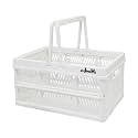 ZHJINGYU crates for storage,plastic baskets for organizing,collapsible shopping basket,foldable crate with Handles,collapsible storage crate,car basket,for Kitchen,Bathroom,Medicine (White, S)