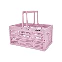 ZHJINGYU crates for storage,plastic baskets for organizing,collapsible shopping basket,foldable crate with Handles,collapsible storage crate,car basket,for Kitchen,Bathroom,Medicine.small,Pink