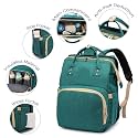 Portable Foldable Diaper Bag Backpack Multifunctional Baby Cradle Changing Station Bed Travel for Mom &amp; Dad (Green)