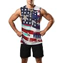 Zhyaj Summer Tanks Top for Men Flag Graphic Print Sleeveless Shirts Casual Working Out Vest T-Shirts Loose-Fit Men's Tank