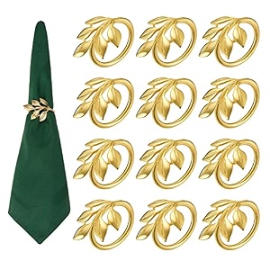 zibuyu 12pcs napkin ring golden leaf napkin ring deluxe napkin ring for dining table wedding feast banquet festival