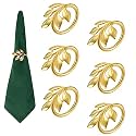 Zibuyu 6 Pcs Golden Leaf Napkin Rings for Dining Table Centerpiece