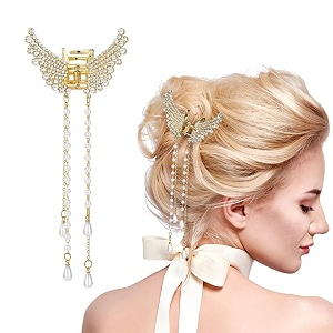 zibuyu butterfly hair clips for women and girls with metal rhinestones and pearl tassels stylish hair clutcher compatible with birthday gift hairstyles and elegant hair accessories for sister