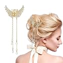 ZIBUYU® Butterfly Hair Clips for Women and Girls with Metal Rhinestones and Pearl Tassels, Stylish Hair Clutcher Compatible with Birthday Gift Hairstyles and Elegant Hair Accessories for Sister