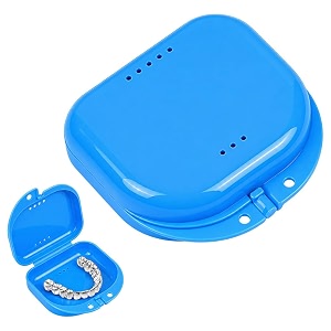 zibuyu dental orthodontic teeth aligner case slim denture box with vent holes retainer case amp mouth guard storage container for home office travel durable portable hygienic design blue
