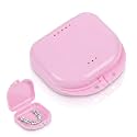 Zibuyu® Dental Orthodontic Teeth Aligner Case, Slim Denture Box with Vent Holes, Retainer Case & Mouth guard Storage Container for Home Office Travel, Durable Portable Hygienic Design (Pink)
