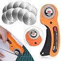 ZIBUYU® Roller Cutter for Fabric Rotary Cutter Roller Alloy Steel Blade Manual Sewing Cutter Roller with Lock Button Leather Craft, Paper, Fabric Cutter Roller Rotary Cutter Blades in 45mm - 10 Blades