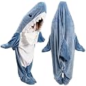 Zibuyu® Shark Blanket Pajama for Men and Women Warm Flannel Cute Shark Hoodie Soft Plush Wearable Blanket Sleeping Bag Cozy Shark Onesie Party Cosplay Halloween Costume - XL