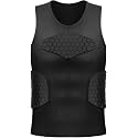 Zicac Men's Sports Shock Rash Guard Compression Padded Shirt Soccer Basketball Protective Gear Chest Rib Guards