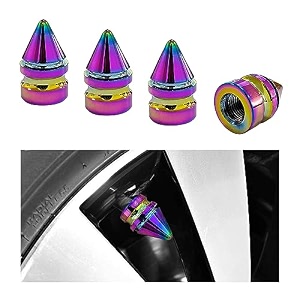 ziciner 4 pcs car tire valve caps spiked aluminum alloy tire trim accessories dustproof tire wheel stem covers universal air stem cap for auto trucks suvs bicycles and motorcycles colorful