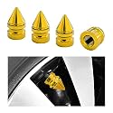 Ziciner 4 PCS Car Tire Valve Caps, Spiked Aluminum Alloy Tire Trim Accessories, Dustproof Tire Wheel Stem Covers, Universal Air Stem Cap for Auto, Trucks, SUVs, Bicycles and Motorcycles (Colorful)