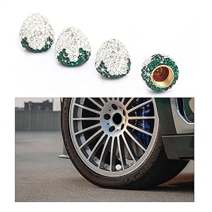 ziciner 4pcs strawberry car tire valve stem caps bling crystal rhinestone tire valve stem covers dustproof wheel valve covers for women universal car accessories for most vehicles white
