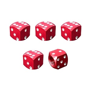 ziciner 5 pcs dice style tire valve stem caps aluminum dice car valve stem covers leakproof auto tire dust caps universal vehicle exterior accessories for suvs trucks motorcycles red