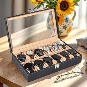 zidni 12 slot watch box watch box black beige holds 6 watches