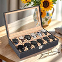 ZIDNI 12 slot watch box Watch Box (Black, Beige, Holds 6 Watches)