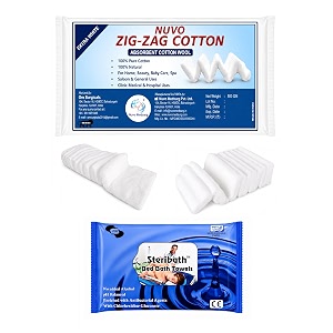 zig zag surgical cotton 500g  pack of 6  highly absorbent non-sterile medical dressing material  soft absorbent cotton for makeup remover amp beauty care wound dressing first aid clinic hospital amp personal hygiene
