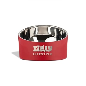 zigly lifestyle cat feeding bowl for food amp water  double-walled anti-skid cat bowl for daily feeding  durable comfortable feeding bowl for cats  red  250ml