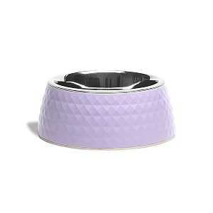 zigly lifestyle pet food bowl  dog bowl for medium dogs amp cats  bpa-free melamine bowl for dogs with removable stainless steel  anti-skid dog food bowl - 400ml lilac
