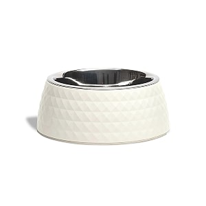 zigly lifestyle pet food bowl  dog bowl for medium dogs amp cats  bpa-free melamine bowl for dogs with removable stainless steel  anti-skid dog food bowl - 400ml white