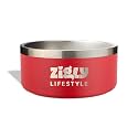 Zigly Lifestyle Double Walled Stainless Steel Dog Bowl for Medium Breeds | Insulated Food &amp; Water Bowl with Anti-Skid Base | Rust-Resistant &amp; Easy to Clean | 1100ml | Red | Medium