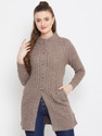 Zigo Women Woven Round Neck Brown Sweater