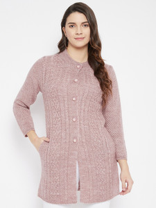Zigo Women Woven Round Neck Purple Sweater