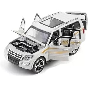 exclusive alloy metal pull-back die-cast car 132 pazero diecast metal pullback toy car with openable doors and light music boys gifts toys for kids dc pazero metal 132 white