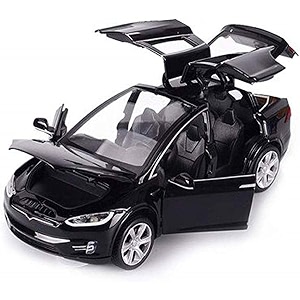 exclusive alloy metal pull back die-cast car scale model with sound light mini auto toy for kids metal model toy car with sound and light new version dc tesla x90 1 22 box
