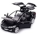 Exclusive Alloy Metal Pull Back Die-cast Car Scale Model with Sound Light Mini Auto Toy for Kids Metal Model Toy Car with Sound and Light New Version (DC Tesla X90 1 :22 Box)