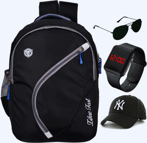 zikrefast stylish tuff quality college school bag combo 1 watch  1sunglasses  1 cap waterproof backpack
