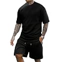 Zilcon Men's 2 Pieces Outfits Casual Quarter Zip Polo Shirt and Shorts Set Athletic Jogging Summer Tracksuit