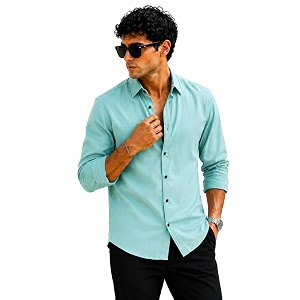 Zilcon Mens Solid Coffee Brown Casual Cotton