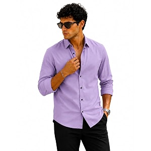 Zilcon Mens Solid Coffee Brown Casual Cotton